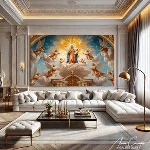 Chuch Wall Decor Over The Bed, Christian Wall Art Print, Bible Wall Art Modern, Catholic Prints, Virgin Mary Painting, Biblical Art Prints