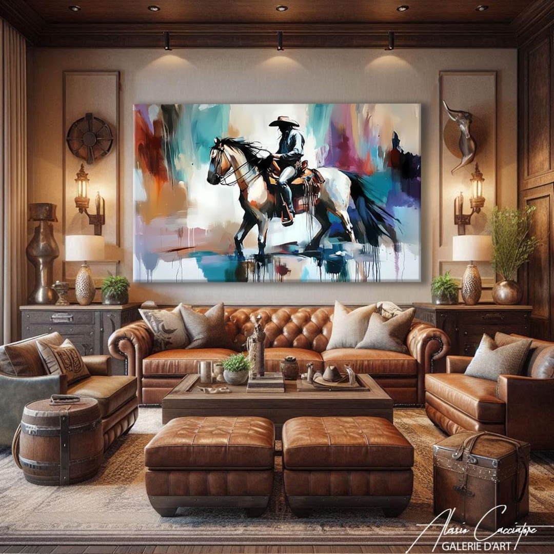 Abstract Cowboy Print, Western Wall Art Prints, Horse Art Print, Modern ...