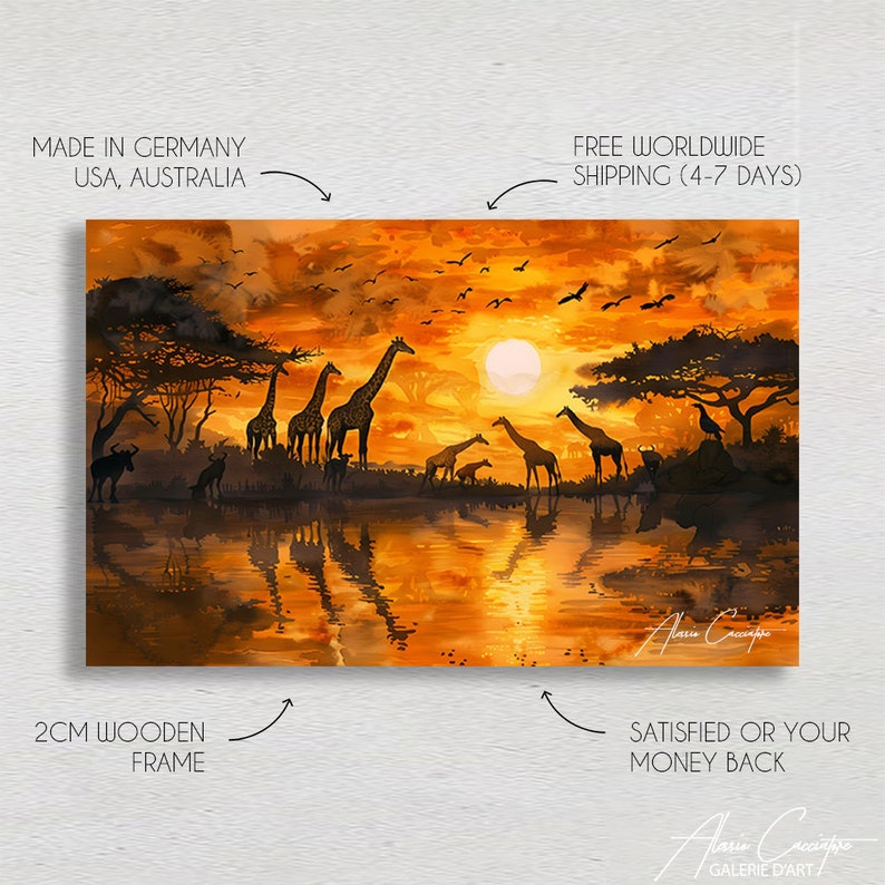 African Animal Wall Art, African Landscape, Giraffe Canvas Art ...