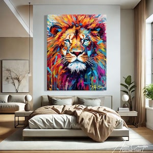 Lion Print Wall Art, Pop Art Print, Graffiti Art Canvas, Lion Head Wall Art Lion Artwork Print, Pop Culture Wall Art, Gift For Girlfriend