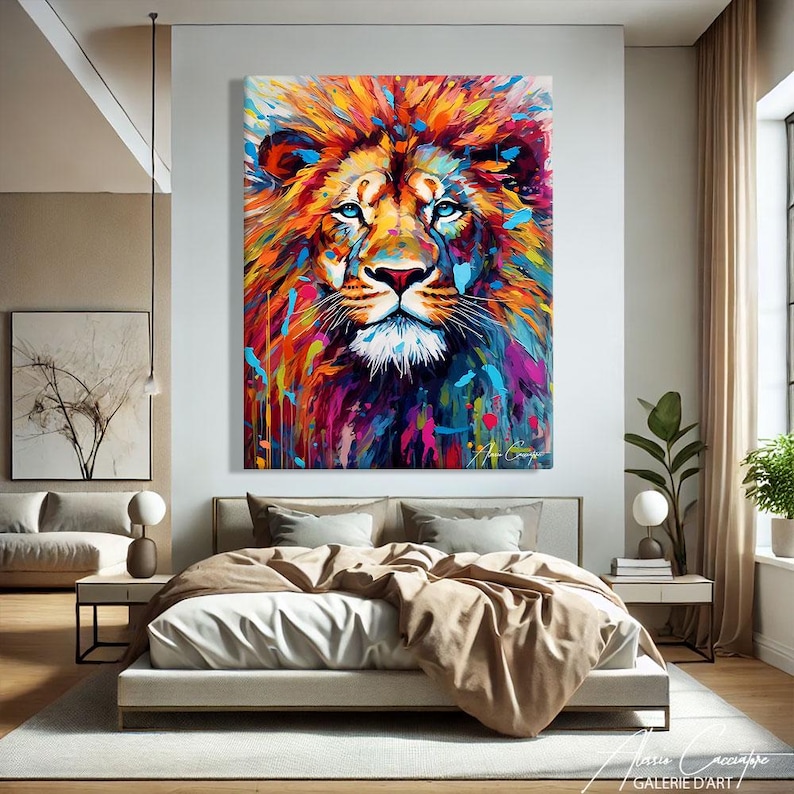 Lion Print Wall Art, Pop Art Print, Graffiti Art Canvas, Lion Head Wall Art Lion Artwork Print, Pop Culture Wall Art, Gift For Girlfriend