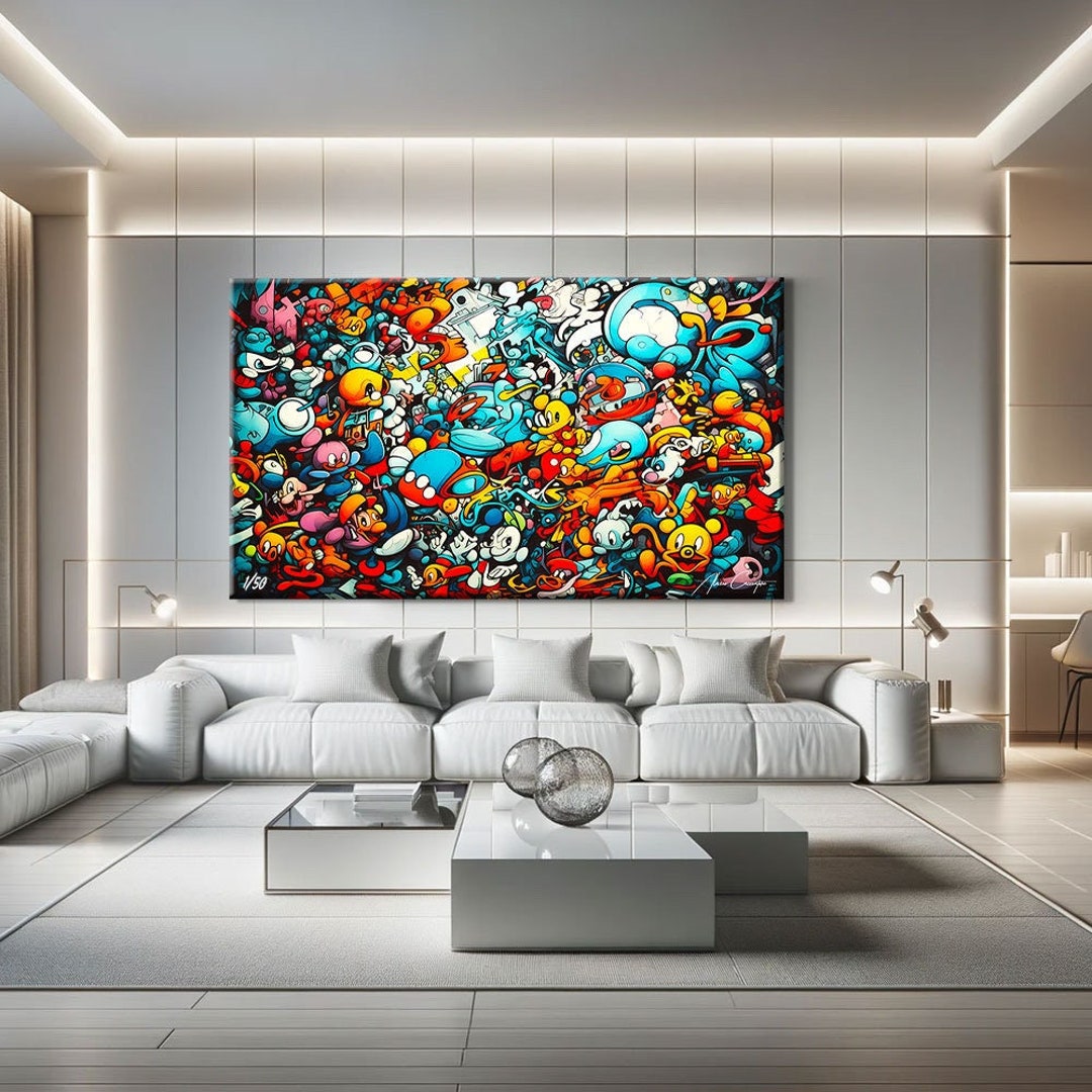 Graffiti Print, Pop Culture Wall Art Painting, Street Art Canvas