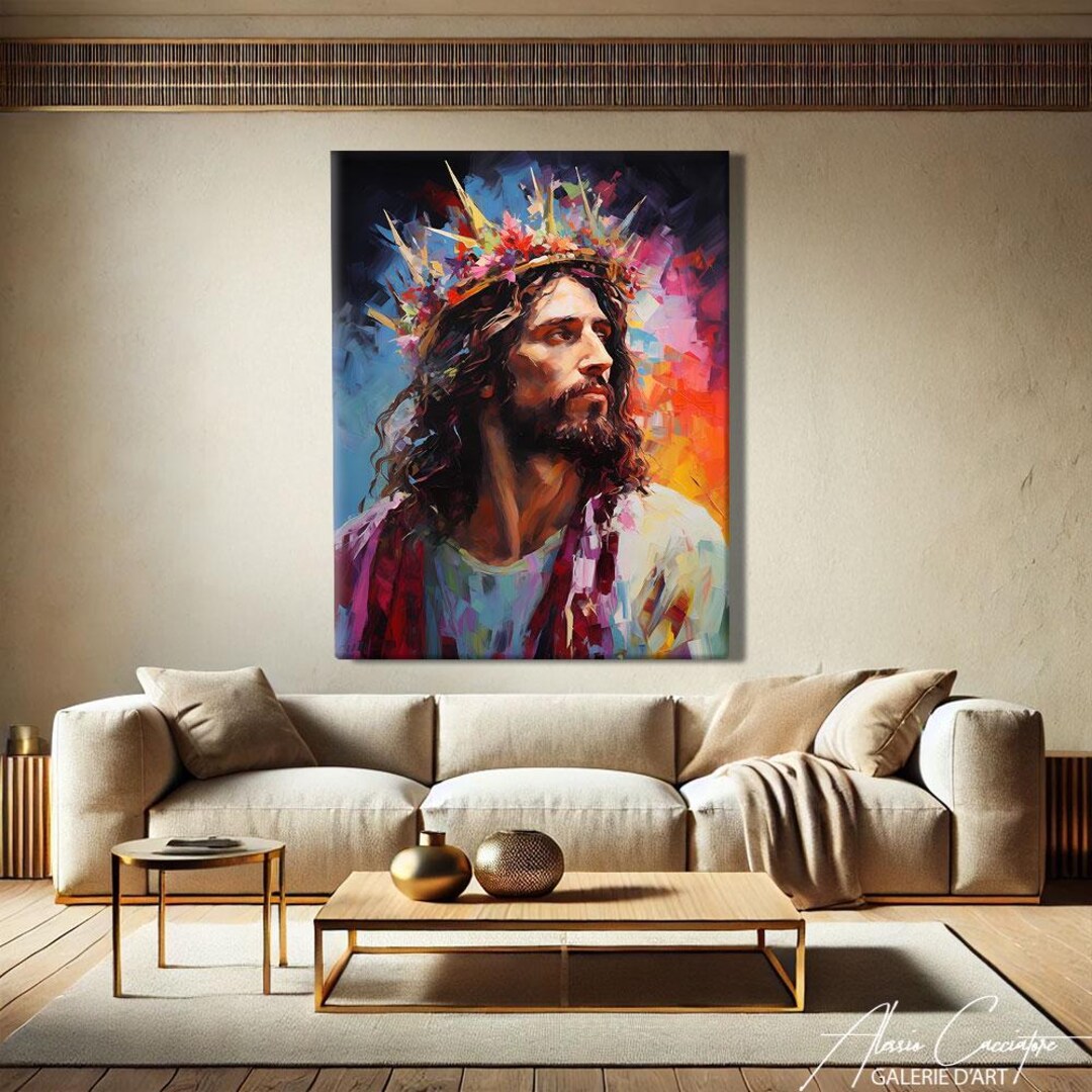 Jesus Art Print Modern, Crown of Thorns Wall Art, Modern Christian Art ...
