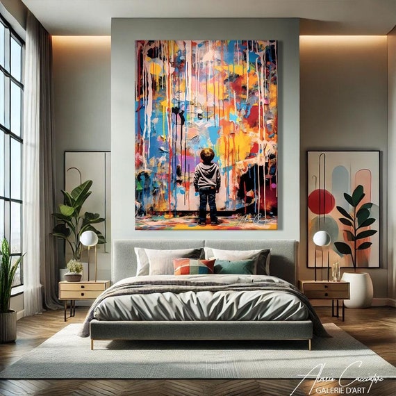 Graffiti Wall Art Printable, Urban Art Print, Above Bed Wall Decor Bedroom, Graffiti Art Canvas, Urban Wall Art, Large Modern Wall Art
