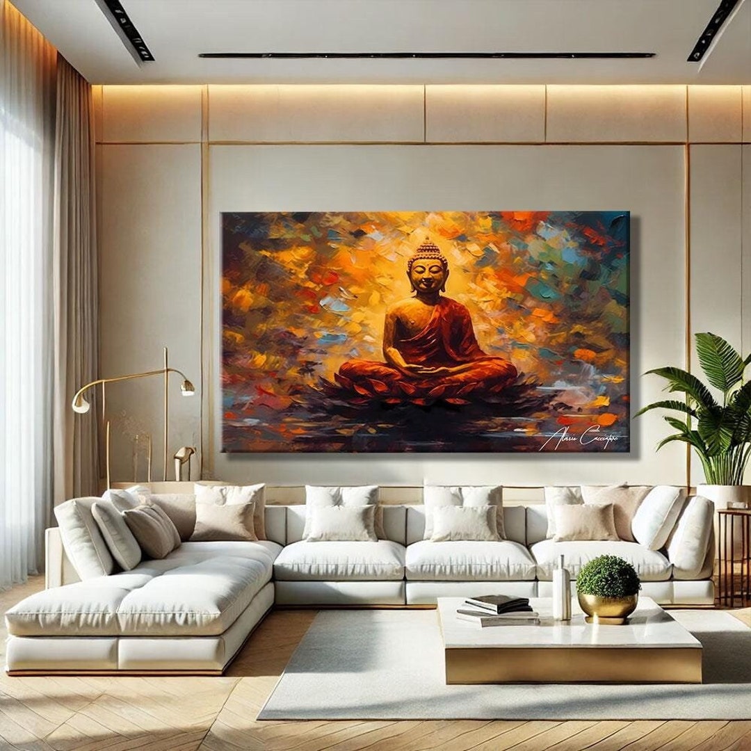 Buddha Canvas Painting, Yoga Artwork, Meditation Art Print, Buddha Wall ...