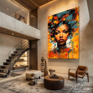 African Wall Art Canvas, African Woman Painting Abstract, African American Art Poster, Anniversary Gift For Him, Wall Art Prints Trendy