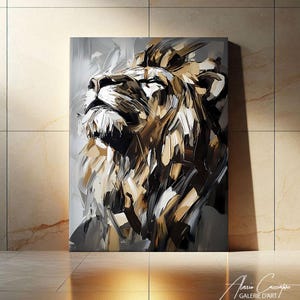 Abstract Lion Art Framed, Wildlife Prints for Living Room, Abstract Safari Wall Art, Majestic Lion Print, Wildlife Art Prints, Above Bed Art