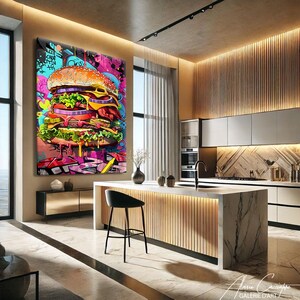 Food Wall Art Print, Kitchen Art Print Food, Pop Culture Wall Art, Burger Art Print, Graffiti Pop Art Print, Street Art Painting