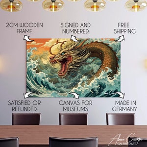 Dragon Canvas Wall Art, Japanese Dragon Painting, Manga Painting, Anime Painting Canvas, Dragon Wall Decor, Modern Japanese Anime Art image 5