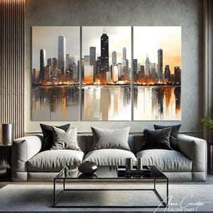 Modern Triptych Wall Art City, New York Wall Art Skyline, Set Of 3 Wall Art Canvas, New York City Skyline Canvas Wall Art, New York Gifts