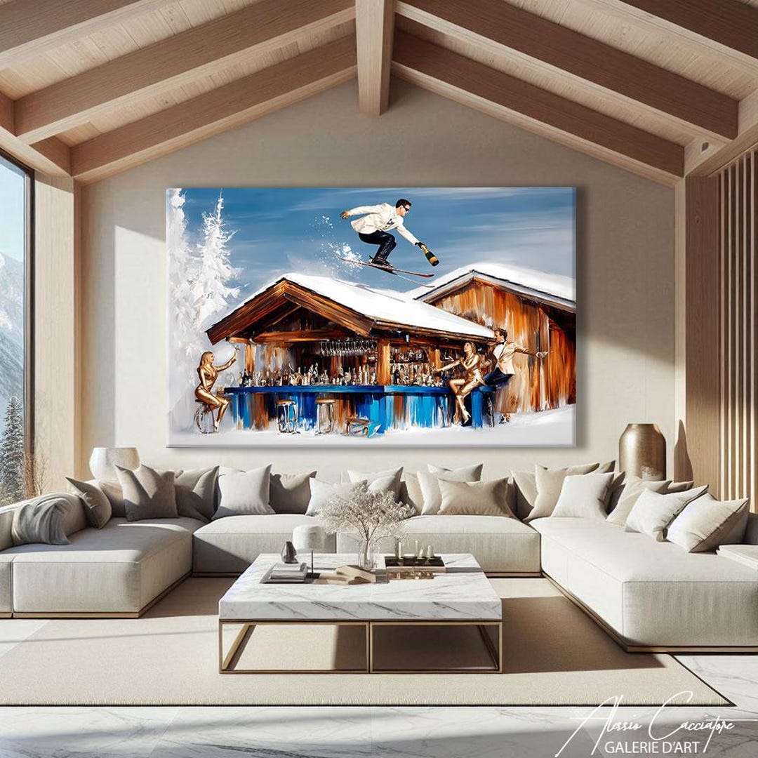 Ski Wall Art Print, Framed Winter Wall Art Framed, Vintage Ski Chalet ...