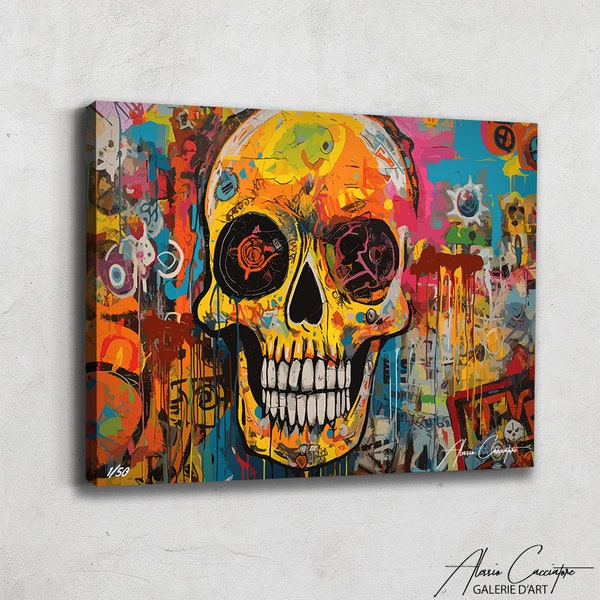 Skull Wall Art Print, Abstract Graffiti Art On Canvas, Street Art Canvas Art, Graffiti Painting On Canvas, Urban Canvas Art, Above Bed Art