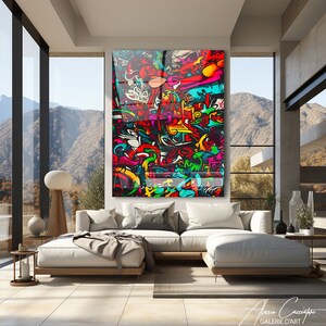 Urban Graffiti Art Print, Glass Wall Art Home Decor, Colorful Street Art Print, Acrylic Art Wall Art, Over The Bed Wall Decor, Teen Boy Gift