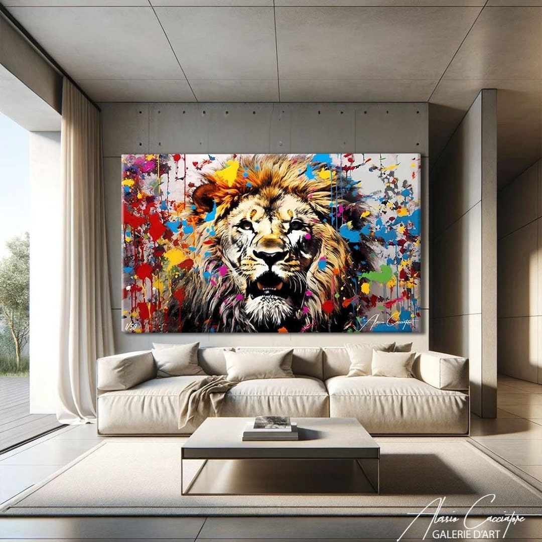 Graffiti Lion Wall Art Nursery, Street Art Prints, Lion Pop Art Canvas ...