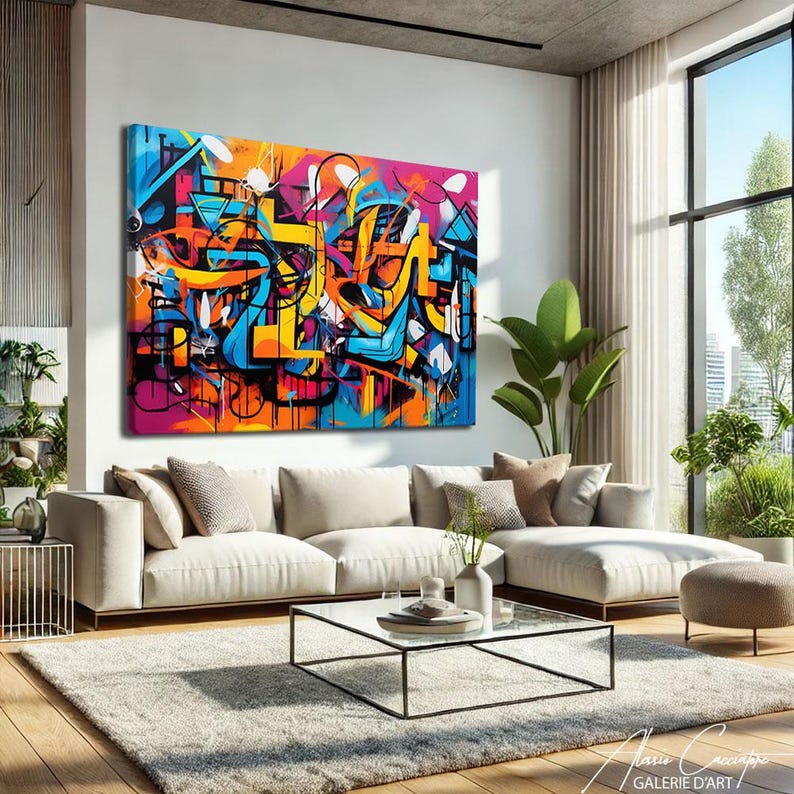 Graffiti Art Canvas Prints, Modern Pop Art Wall Prints, Large Colorful ...