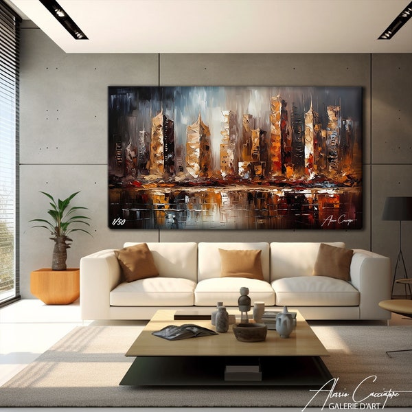 NYC Wall Art Poster, Cityscape Painting Oil Painting, New York City Decor, New York Canvas Wall Art, Abstract Modern Art Canvas Painting