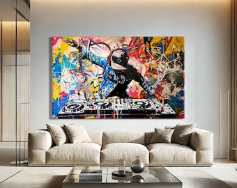 Dj Wall Art, Hip Hop Canvas Art, Music Room Decor Modern, Hip Hop