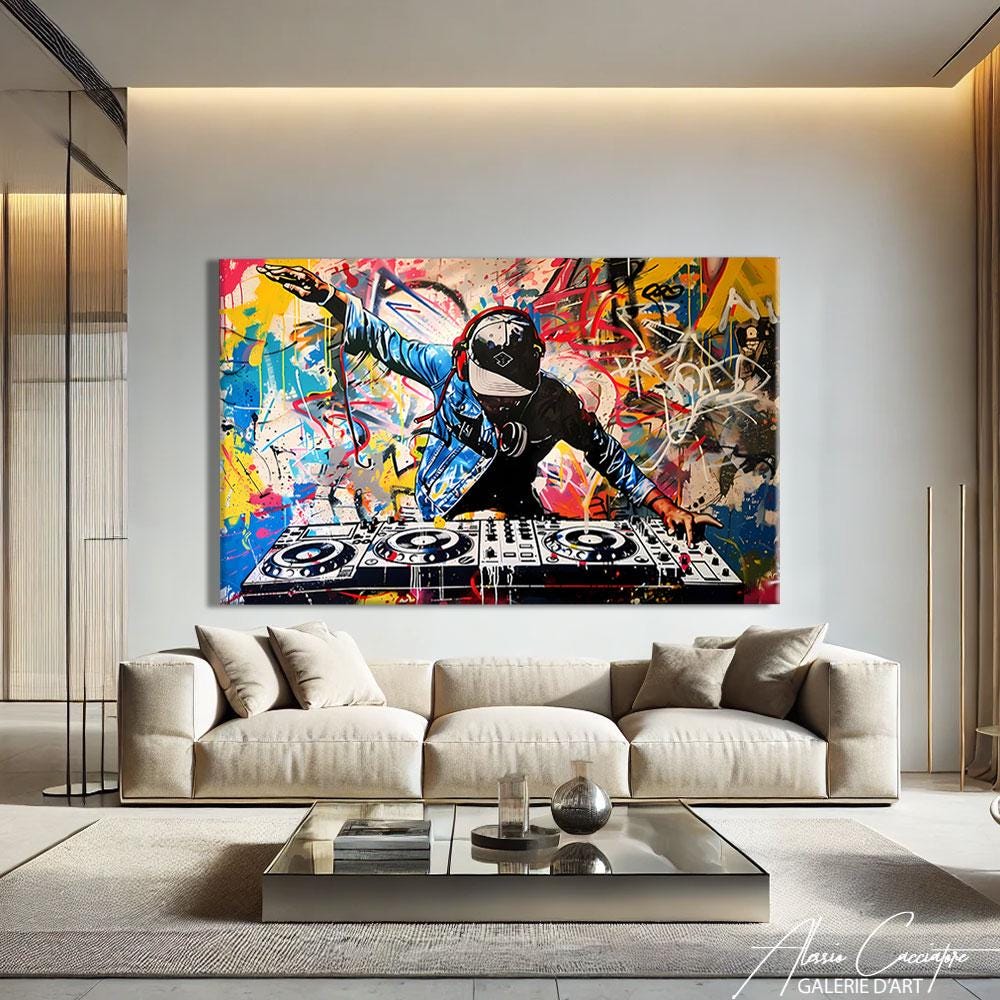 Dj Wall Art, Hip Hop Canvas Art, Music Room Decor Modern, Hip Hop