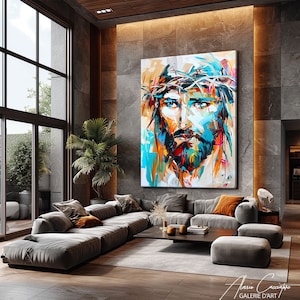 Jesus Painting Print, Christian Wall Art Modern Contemporary, Abstract Jesus Art Print, Jesus ...