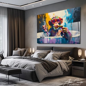 Monkey Bathroom Wall Art, Acrylic Print, Abstract Pop Art Print, Funky Wall Art Prints, Graffiti Print, Funny Wall Art, Tempered Glass Art