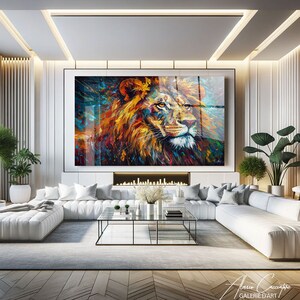 Colorful Lion Art Decor, Lion Tempered Glass Wall Decor, Acrylic Animal Wall Art, Abstract Lion Wall Art Decor, Acrylic Glass Wall Art