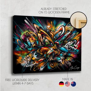 Graffiti Art Original, Street Art Canvas, Urban Painting, Graffiti Wall Art Canvas, Graffiti Street Art Prints, Urban Art Prints Decoration image 2