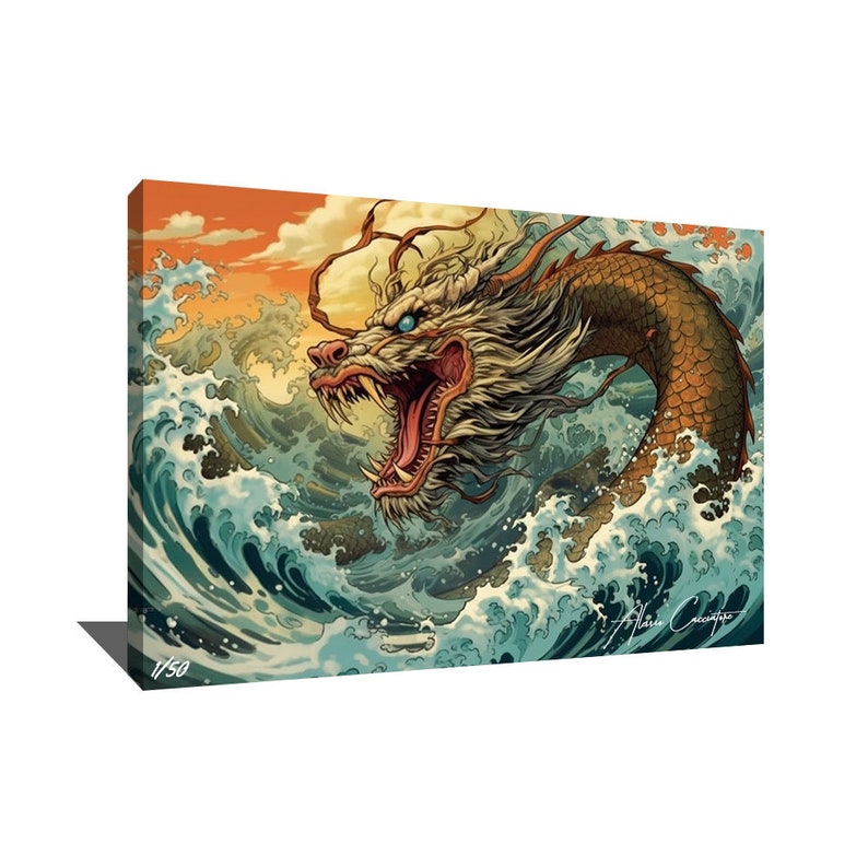 Dragon Canvas Wall Art, Japanese Dragon Painting, Manga Painting, Anime Painting Canvas, Dragon Wall Decor, Modern Japanese Anime Art image 6