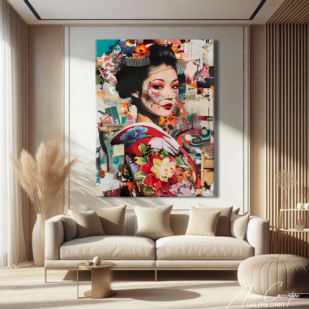 Geisha Wall Art, Japanese Art Print Geisha, Anime Painting Canvas ...