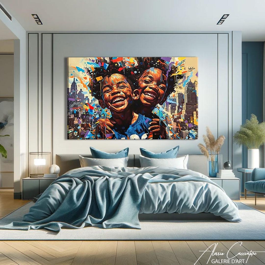 Graphity Joy Funky Kids Wall Art Print, Black Joy Art Kids Room, Extra Large ...