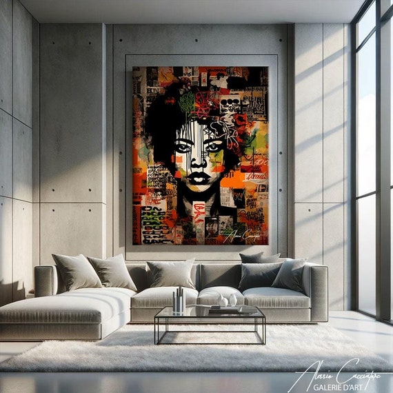 Graffiti Wall Art Canvas, African Woman Art, Street Art Wall Art Prints, Graffiti Art Canvas Painting, Graffiti Wall Mural, Street Art Print