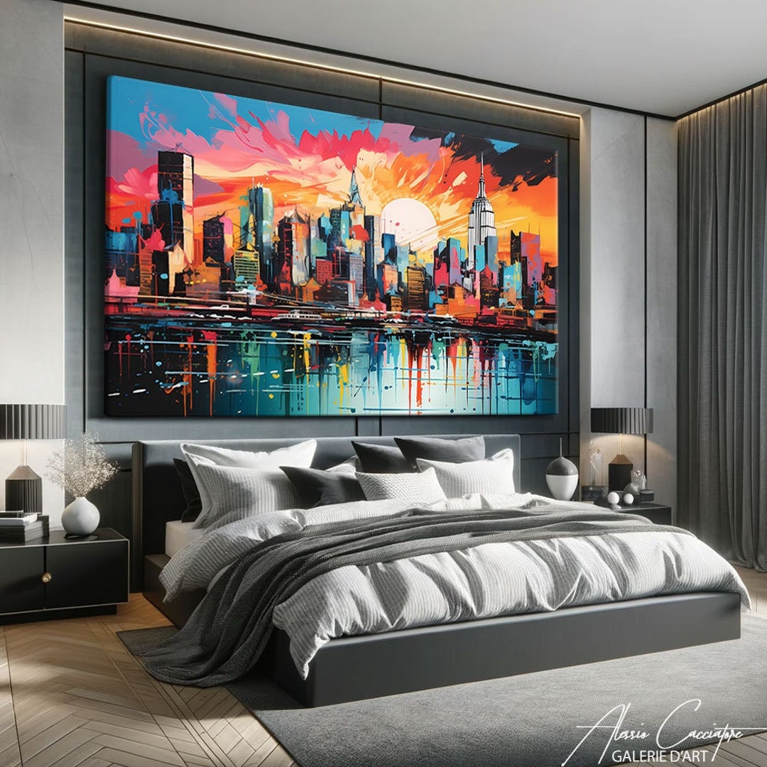 Pop Art Painting on Canvas, New York Wall Art Print, Urban Street Art ...