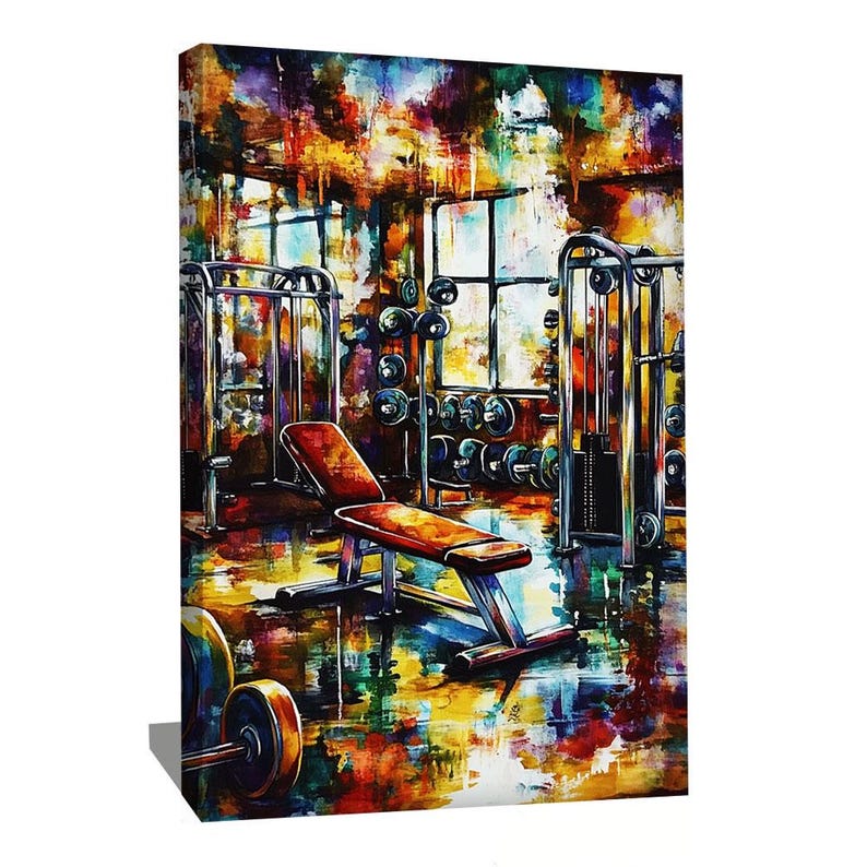 Gym Wall Art Canvas, Workout Room Art, Abstract Sports Art, Gym ...