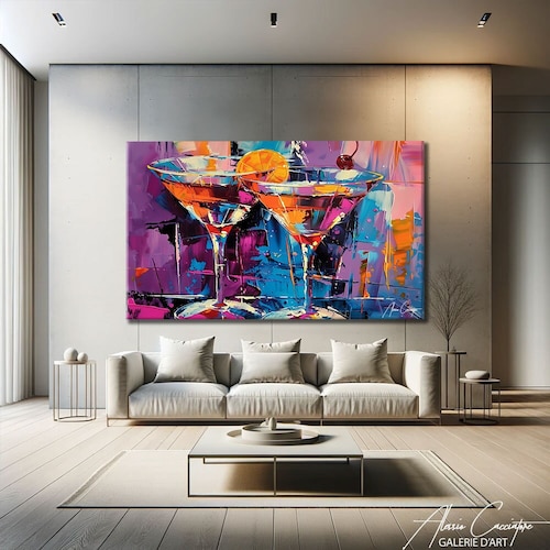Cocktail Wall Art Print, Modern Bar Decor for Home Bar, Large