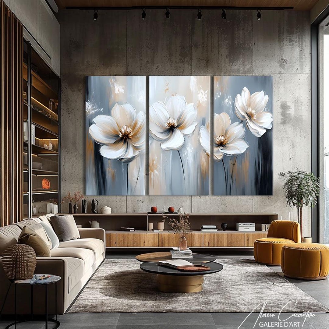 3 Piece Wall Art for Living Room, Flower Prints Art, Set of 3