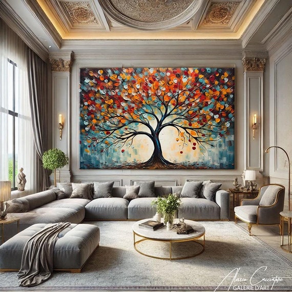 Tree Of Life Wall Art Canvas, Zen Print, Meditation Wall Art, Tree Of Life Print, Zen Wall Art Print, Extra Large Wall Art Abstract