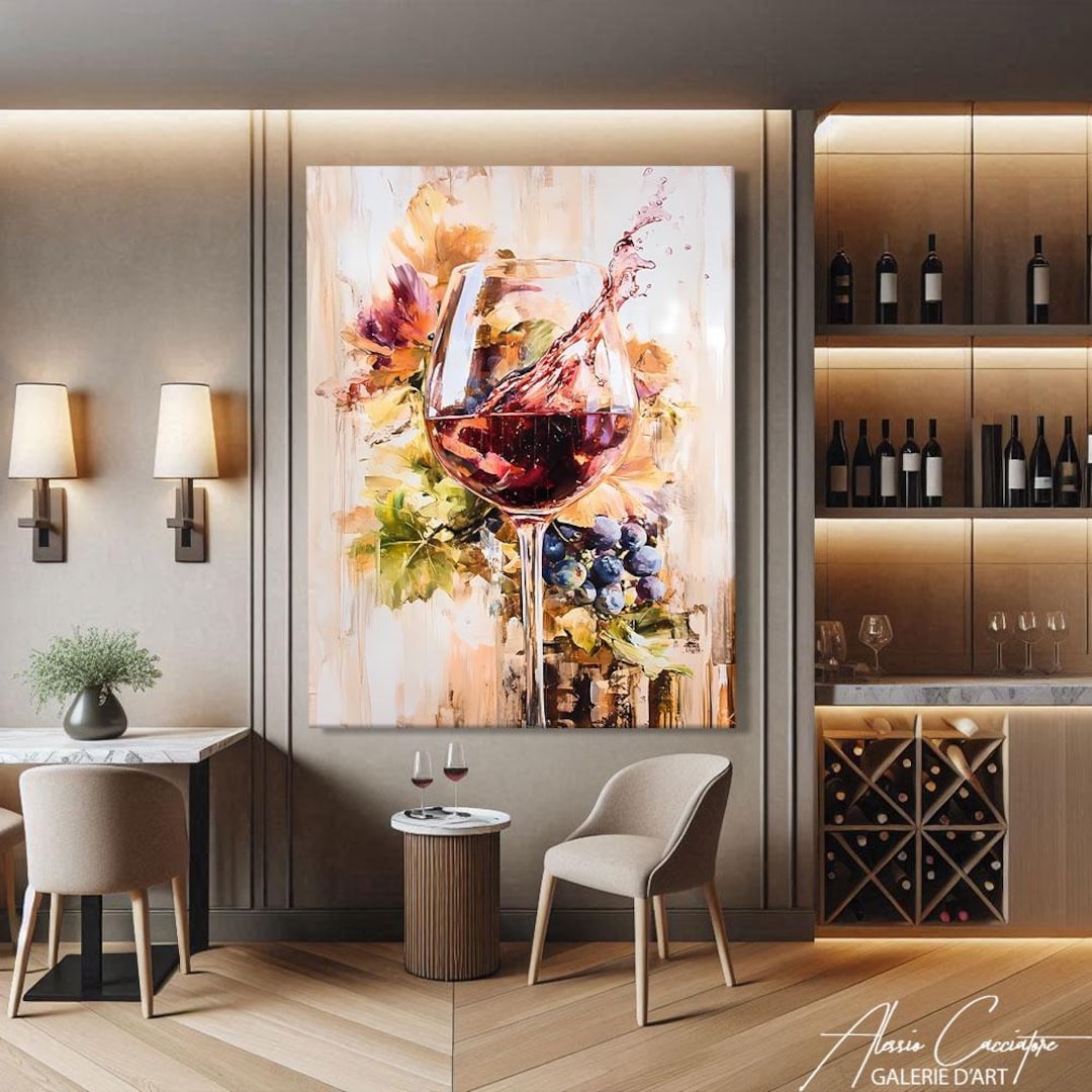 Wine Print for Kitchen, Abstract Kitchen Decor Farmhouse, Luxury Home ...