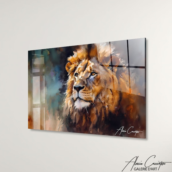 Lion Print, Acrylic Print Wall Art, Abstract Animal Art, Animal Wall Decor, Modern Farmhouse Decor, Plexiglass Wall Art, Tempered Glass Art