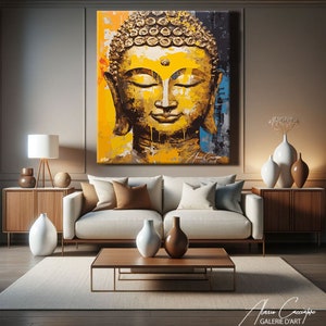 Buddha A Way Of Living In Freedom: Red Violet Acrylic Painting by NITU CHHAJER