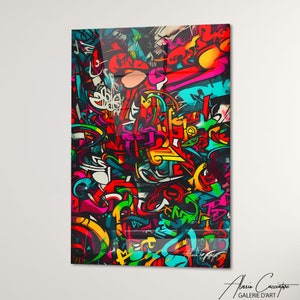 Urban Graffiti Art Print, Glass Wall Art Home Decor, Colorful Street Art Print, Acrylic Art Wall Art, Over The Bed Wall Decor, Teen Boy Gift