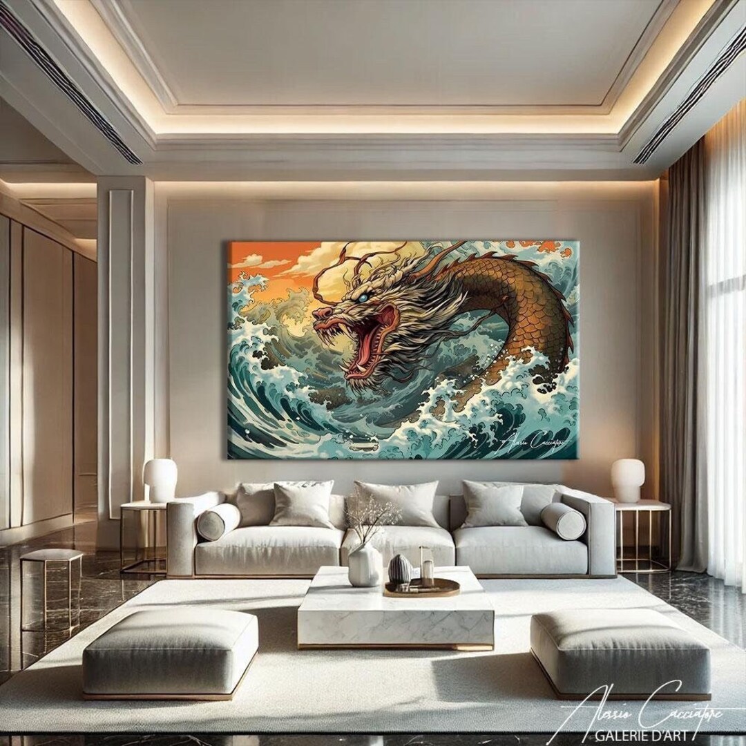 Fantasy Wall Art, Japanese Dragon Wall Art, Anime Room Decor, Japanese