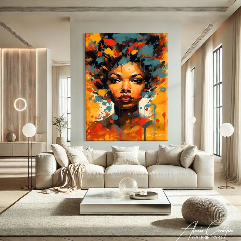 African Wall Art Canvas, African Woman Painting Abstract, African American Art Poster, Anniversary Gift For Him, Wall Art Prints Trendy