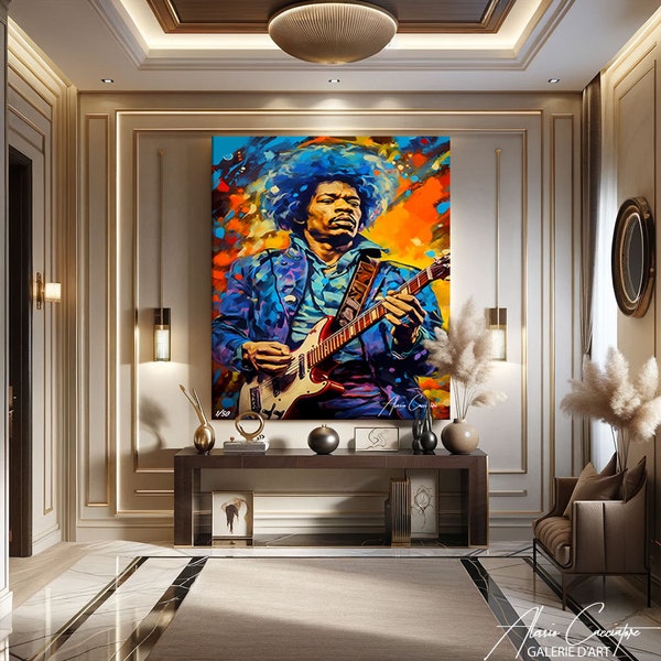 Jimi Hendrix Wall Art, Colorful Abstract Art Print, Street Art Painting, Music Wall Art Poster, Street Art Prints, Over The Bed Wall Decor