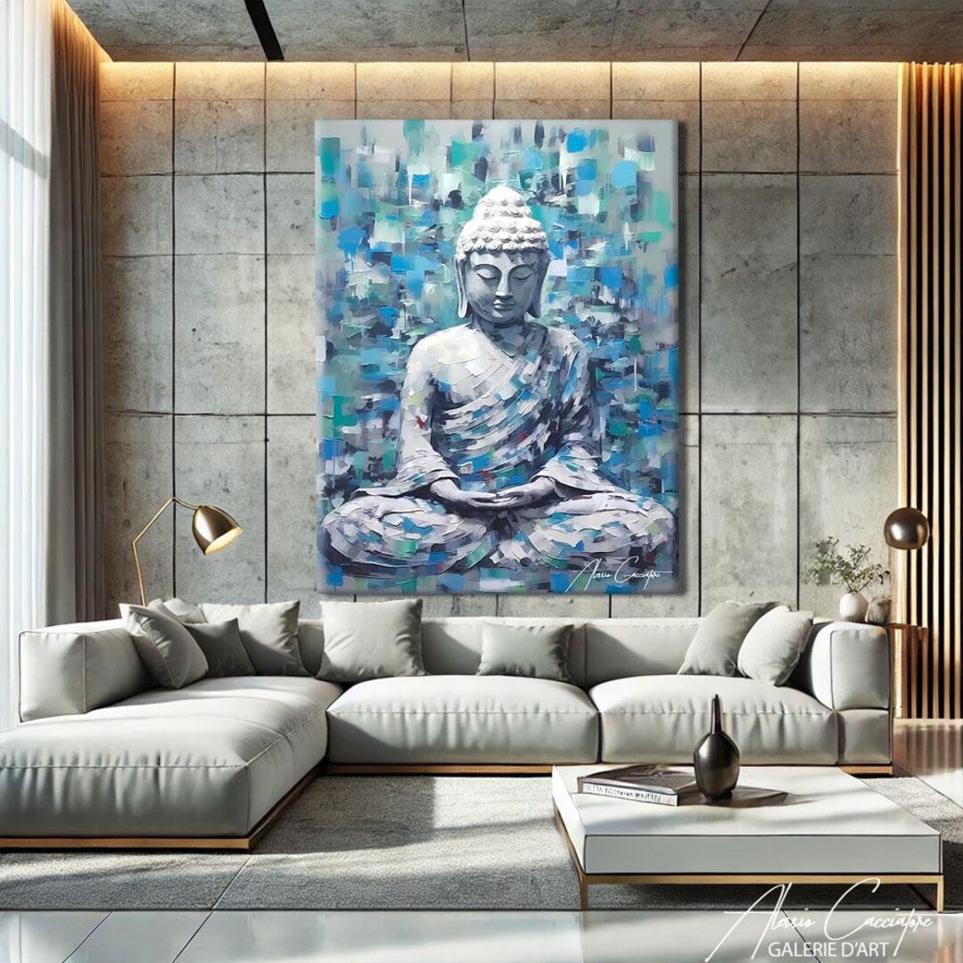 Meditation Buddha Wall Art Print, Zen Decor Living Room, Modern Buddha ...