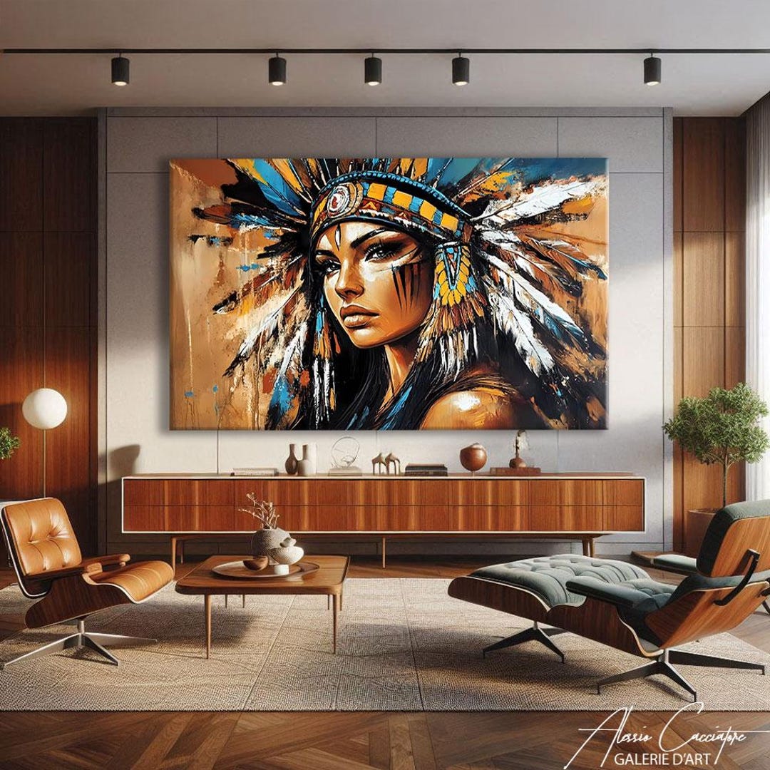 Indian Wall Art Large, Native Art Print, Ethnic Home Decor, Indigenous ...