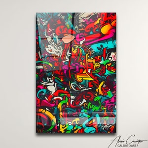 Urban Graffiti Art Print, Glass Wall Art Home Decor, Colorful Street Art Print, Acrylic Art Wall Art, Over The Bed Wall Decor, Teen Boy Gift