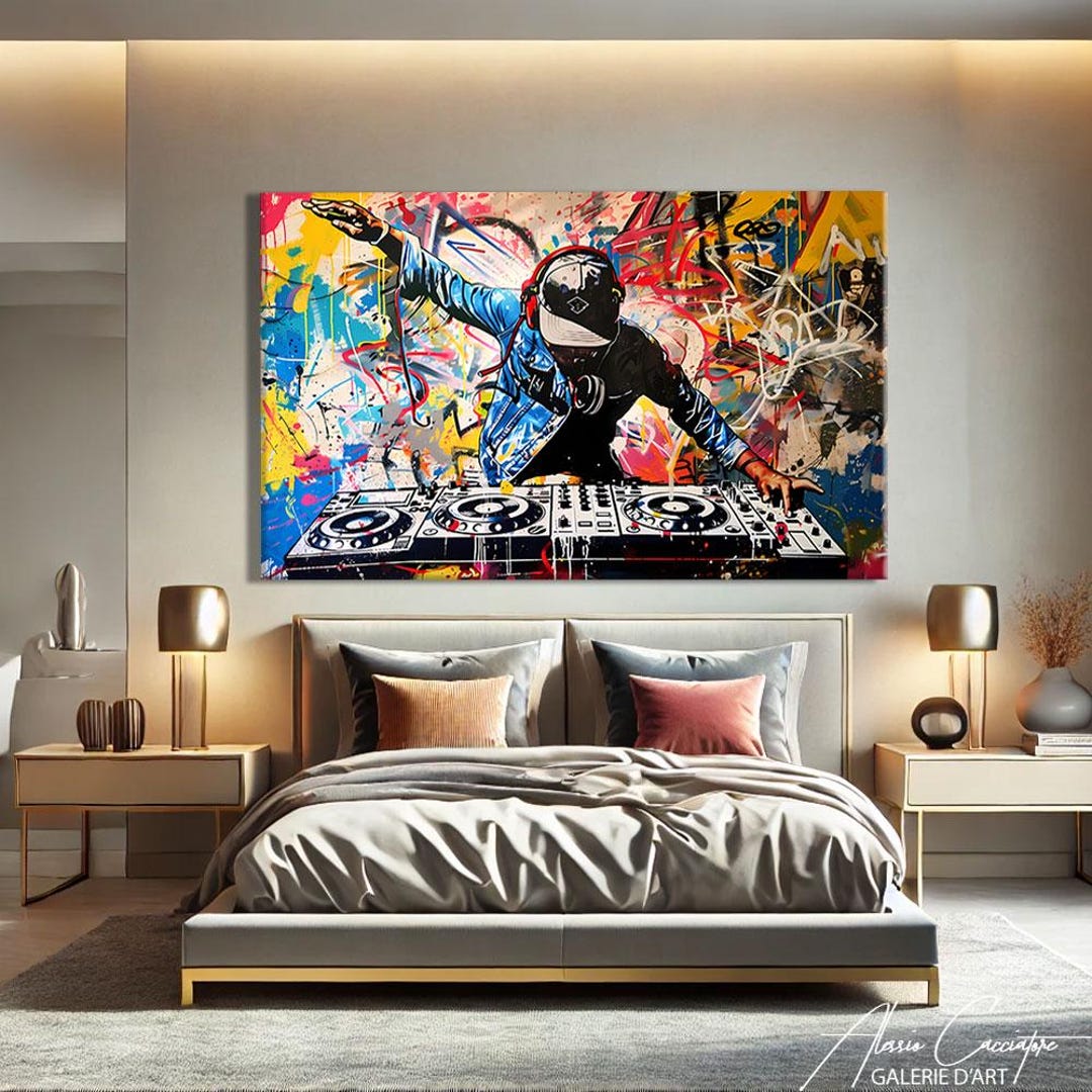 Dj Wall Art, Hip Hop Canvas Art, Music Room Decor Modern, Hip Hop
