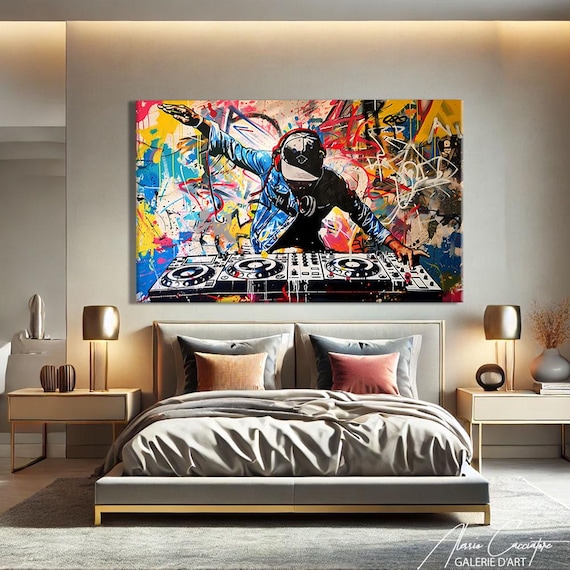 Dj Wall Art, Hip Hop Canvas Art, Music Room Decor Modern, Hip Hop