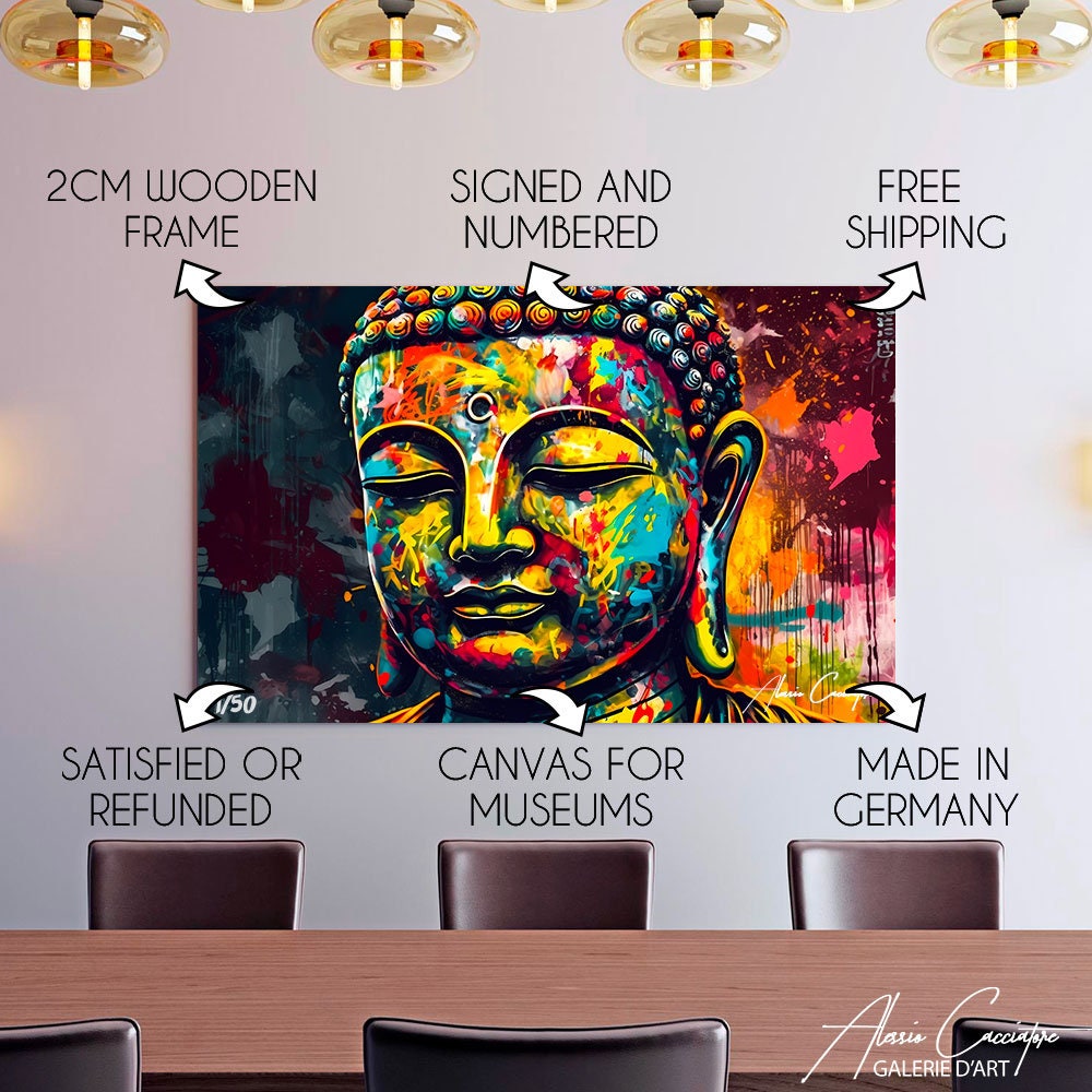 Buddha Wall Art Canvas Pop Art Wall Art Canvas Zen Wall Art Etsy