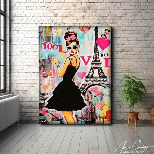 Large Graffiti Art Canvas Painting, Street Art Canvas Prints, Pop Art Woman Canvas Art, Trendy Wall Art Framed, Pop Culture Art Print