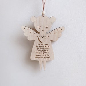 Ángel de la Guarda con Oración, Regalo de Bautismo, Engel mit Gebet, Geschenk Taufe, Schutzengel aus Holz, Engel Anhänger, Patenkind Geschenk imagen 5